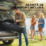 Outsunny Pavilion Pliabil 3.5x3.5 m Pop Up, Montare Ușoară cu Buton Central, Pavilion de Grădină Reglabil pe Înălțime cu Acoperiș Dublu, Geantă de Transport, UV50+, pentru Exterior, Gri Închis | Aosom Romania