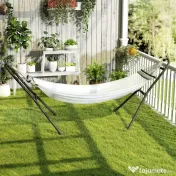 Outsunny Suport Reglabil pentru Hamac din Oțel cu Lanțuri și Cârlige în Formă de S, pentru Hamace de 2,75-4 m, 278 cm, Negru | Aosom Romania