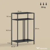 HOMCOM Consolă cu Rafturi Deschise pe 3 Niveluri, din Oțel, 55x30x85 cm, Negru | Aosom Romania 