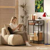 HOMCOM Consolă cu Rafturi Deschise pe 3 Niveluri, din Oțel, 55x30x85 cm, Negru | Aosom Romania 