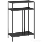HOMCOM Consolă cu Rafturi Deschise pe 3 Niveluri, Metal, 55x30x85 cm, Negru