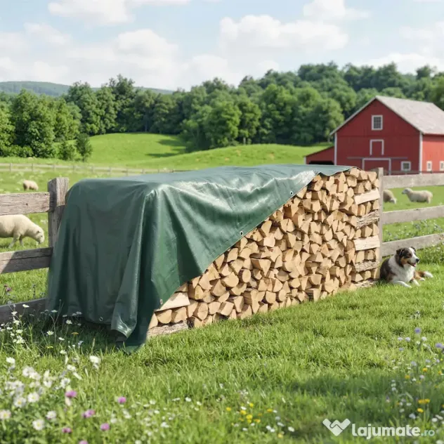 Outsunny Prelată Exterioară Impermeabilă 6x4 m, Prelată din PE cu Ochiuri Reîntărite, Rezistentă la UV pentru Mobilier de Grădină, Sere, Lemn de Foc, Verde | Aosom Romania