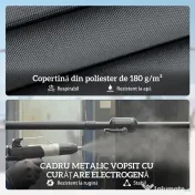 Outsunny Umbrelă Dublă cu 12 Spițe, Manivelă, Bază Metalică și Saci de Nisip, din Metal și Poliester, 3x1.5 m, Gri Închis | Aosom Romania 