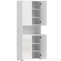 HOMCOM Bufet Înalt de Bucătărie, Dulap de Depozitare cu 4 Uși și Închidere Lină, Servantă cu Rafturi Reglabile, 68×34×180 cm, Alb