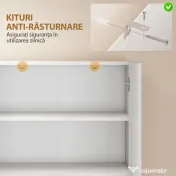 HOMCOM Dulap Bucătărie Înalt 180cm, Mobilier Depozitare cu Uși Soft-Close, Raft Deschis, 2 Dulapuri, Rafturi Ajustabile, Stil Modern pentru Sufragerie sau Bucătărie, Alb Lucios | Aosom Romania
