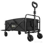 Outsunny Cărucior de Grădină 72L Pliabil cu Mâner Reglabil, din Oțel și Material Oxford, 114x46x92 cm, Negru