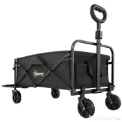 Outsunny Cărucior de Grădină 72L Pliabil cu Mâner Reglabil, din Oțel și Material Oxford, 114x46x92 cm, Negru 