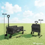 Outsunny Cărucior de Grădină 72L Pliabil cu Mâner Reglabil, din Oțel și Material Oxford, 114x46x92 cm, Negru 
