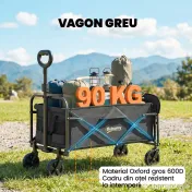 Outsunny Cărucior de Grădină 72L Pliabil cu Mâner Reglabil, din Oțel și Material Oxford, 114x46x92 cm, Negru 