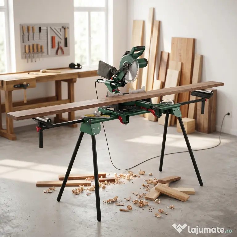HOMCOM Suport pentru Troncatrice cu Brațe Reglabile, Picioare Pliabile, Înălțime Ajustabilă, Capacitate 150 kg, Verde