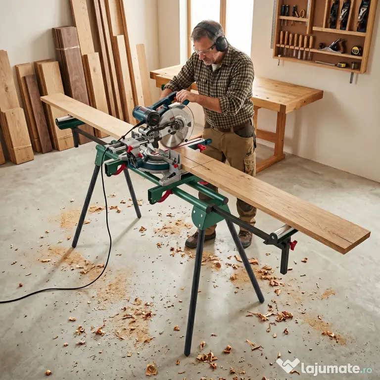HOMCOM Suport pentru Troncatrice cu Brațe Reglabile, Picioare Pliabile, Înălțime Ajustabilă, Capacitate 150 kg, Verde