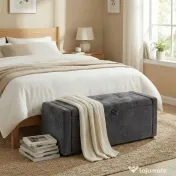 HOMCOM Pouf, taburet, suport pentru picioare, ladă depozitare, design modern | Aosom Romania 