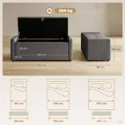 HOMCOM Pouf, taburet, suport pentru picioare, ladă depozitare, design modern | Aosom Romania 