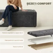 HOMCOM Pouf, taburet, suport pentru picioare, ladă depozitare, design modern | Aosom Romania 