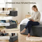 HOMCOM Pouf, taburet, suport pentru picioare, ladă depozitare, design modern | Aosom Romania 