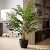 HOMCOM Plantă Artificială de Ferigă cu 20 de Frunze din PEVA, Ramuri Flexibile, Ghiveci Negru din PP și Ciment, Verde | Aosom Romania 