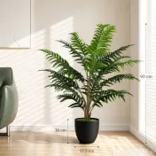 HOMCOM Plantă Artificială de Ferigă cu 20 de Frunze din PEVA, Ramuri Flexibile, Ghiveci Negru din PP și Ciment, Verde | Aosom Romania 