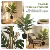HOMCOM Plantă Artificială de Ferigă cu 20 de Frunze din PEVA, Ramuri Flexibile, Ghiveci Negru din PP și Ciment, Verde | Aosom Romania 