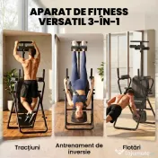 SPORTNOW Masă de Inversiune 3-în-1 cu Bare Flotări, Tracțiuni, Masă de Inversiune | Aosom Romania 