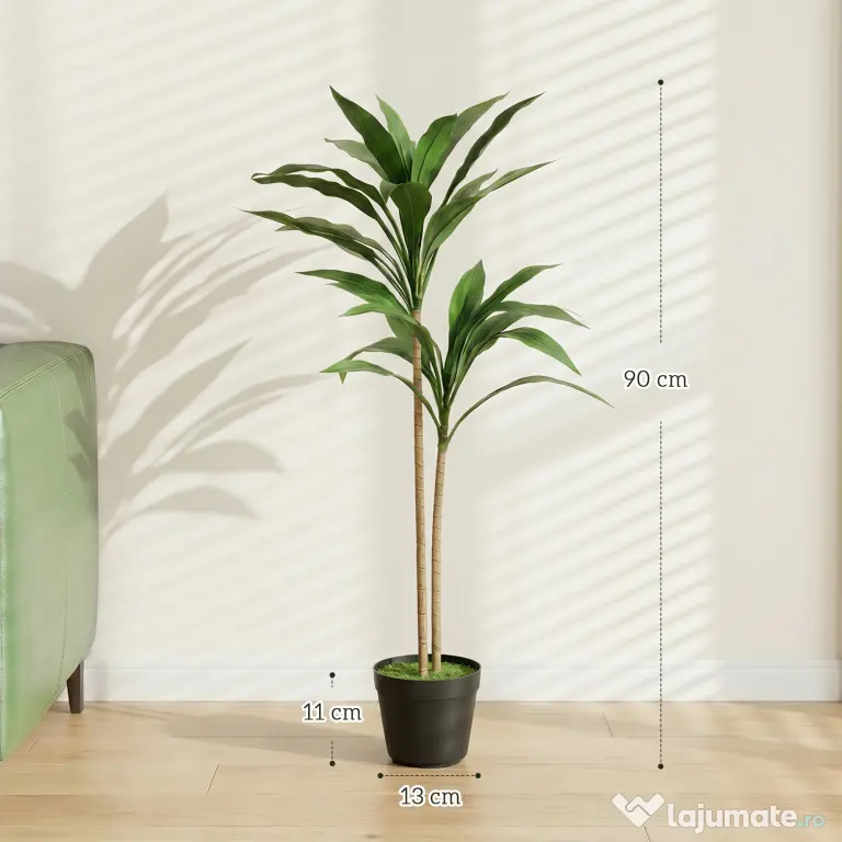 HOMCOM Arbori Decorativi Artificiali Mari pentru Birouri, Intrări, Interior, Plante Decorative False, Verde