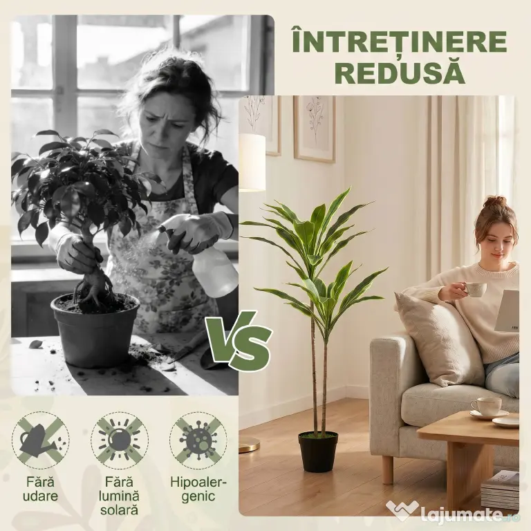 HOMCOM Arbori Decorativi Artificiali Mari pentru Birouri, Intrări, Interior, Plante Decorative False, Verde