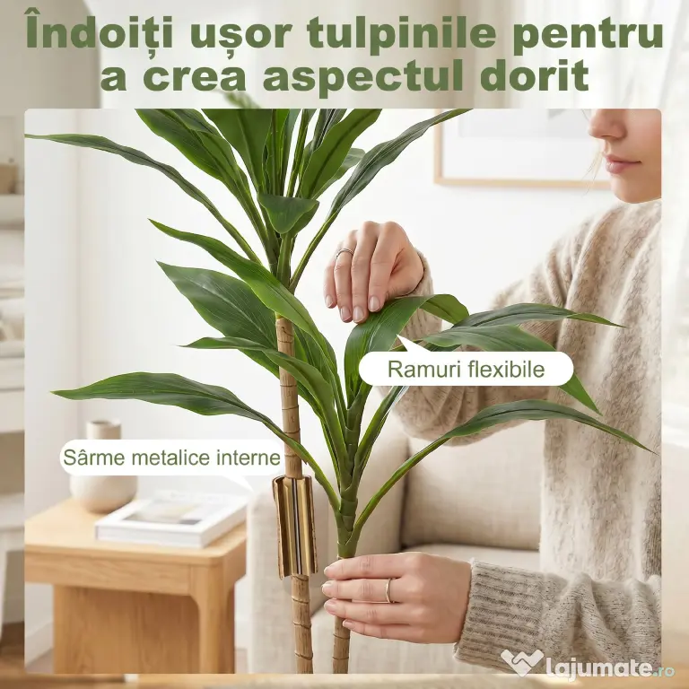 HOMCOM Arbori Decorativi Artificiali Mari pentru Birouri, Intrări, Interior, Plante Decorative False, Verde