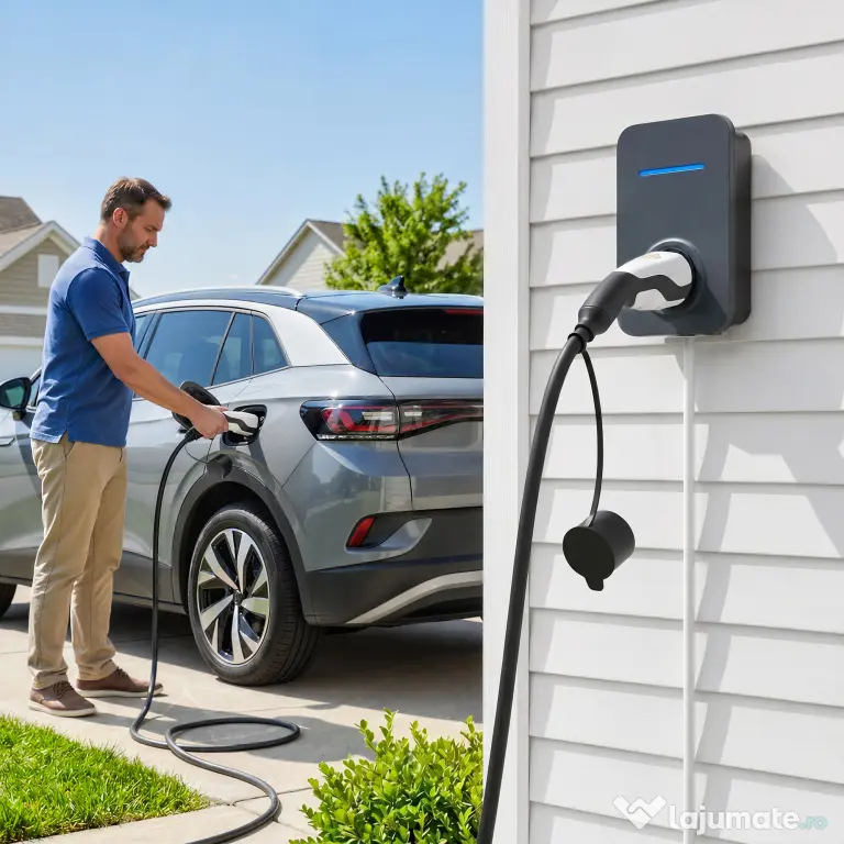 HOMCOM Cablu Încărcare EV Tip 2, 22 KW, 32 A, Mod 3, Trifazat, 5m, Negru | Aosom Romania
