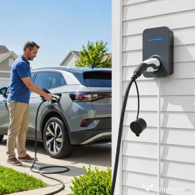HOMCOM Cablu Încărcare EV Tip 2, 22 KW, 32 A, Mod 3, Trifazat, 5m, Negru | Aosom Romania
