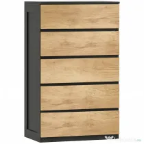 HOMCOM Comodă cu 5 Sertare din Lemn, cu Șine Metalice și Mânere Decupate, 60x39x100 cm | Aosom Romania