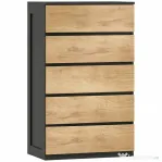 HOMCOM Comodă cu 5 Sertare din Lemn, cu Șine Metalice și Mânere Decupate, 60x39x100 cm