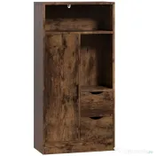 HOMCOM Dulap Baie Îngust cu 2 Sertare și Rafturi Reglabile pentru Bucătărie, Living, Hol, Maro Rustic | Aosom Romania