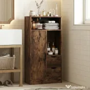 HOMCOM Dulap Baie Îngust cu 2 Sertare și Rafturi Reglabile pentru Bucătărie, Living, Hol, Maro Rustic | Aosom Romania