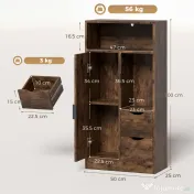 HOMCOM Dulap Baie Îngust cu 2 Sertare și Rafturi Reglabile pentru Bucătărie, Living, Hol, Maro Rustic | Aosom Romania