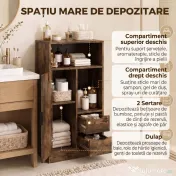 HOMCOM Dulap Baie Îngust cu 2 Sertare și Rafturi Reglabile pentru Bucătărie, Living, Hol, Maro Rustic | Aosom Romania