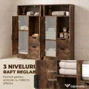 HOMCOM Dulap Baie Îngust cu 2 Sertare și Rafturi Reglabile pentru Bucătărie, Living, Hol, Maro Rustic | Aosom Romania