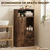 HOMCOM Dulap Baie Îngust cu 2 Sertare și Rafturi Reglabile pentru Bucătărie, Living, Hol, Maro Rustic | Aosom Romania