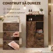 HOMCOM Dulap Baie Îngust cu 2 Sertare și Rafturi Reglabile pentru Bucătărie, Living, Hol, Maro Rustic | Aosom Romania