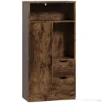 HOMCOM Dulap Baie Îngust cu 2 Sertare și Rafturi Reglabile pentru Bucătărie, Living, Hol, Maro Rustic