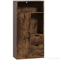 HOMCOM Dulap Baie Îngust cu 2 Sertare și Rafturi Reglabile pentru Bucătărie, Living, Hol, Maro Rustic