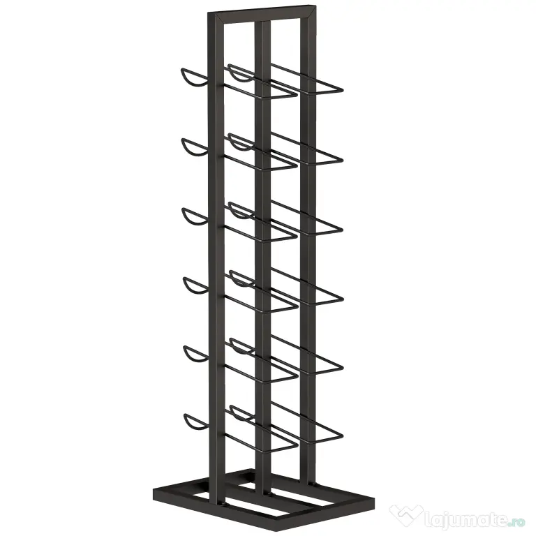 HOMCOM Suport din Metal, 12 Sticle, de Podea, Negru | Aosom Romania