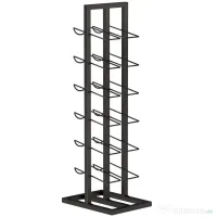 HOMCOM Suport din Metal, 12 Sticle, de Podea, Negru | Aosom Romania 