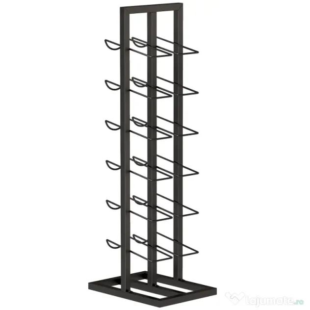 HOMCOM Suport din Metal, 12 Sticle, de Podea, Negru | Aosom Romania