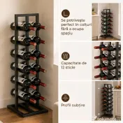 HOMCOM Suport din Metal, 12 Sticle, de Podea, Negru | Aosom Romania