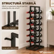 HOMCOM Suport din Metal, 12 Sticle, de Podea, Negru | Aosom Romania