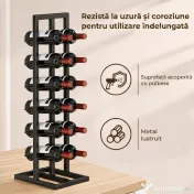 HOMCOM Suport din Metal, 12 Sticle, de Podea, Negru | Aosom Romania