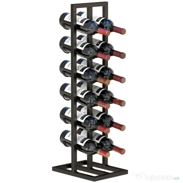 HOMCOM Suport din Metal, 12 Sticle, de Podea, Negru | Aosom Romania