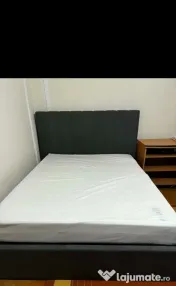 Vând set complet JYSK: Cadru pat + Saltea 140x200, stare excelentă 