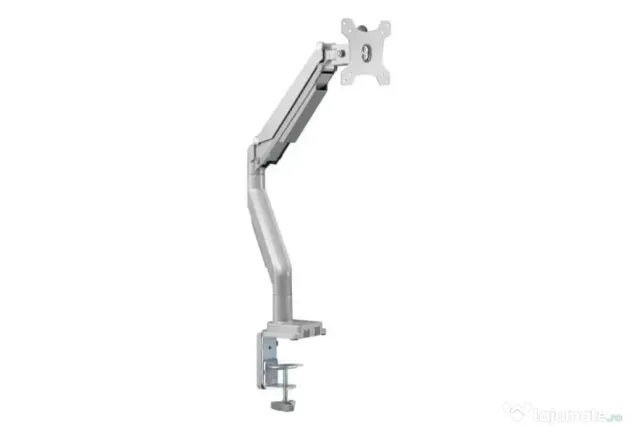 Suport birou 1 monitor A+ SMLC12, gas spring,17''-32'', Argintiu