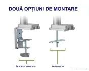 Suport birou 1 monitor A+ SMLC12, gas spring,17''-32'', Argintiu