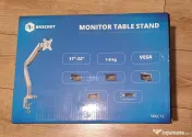 Suport birou 1 monitor A+ SMLC12, gas spring,17''-32'', Argintiu